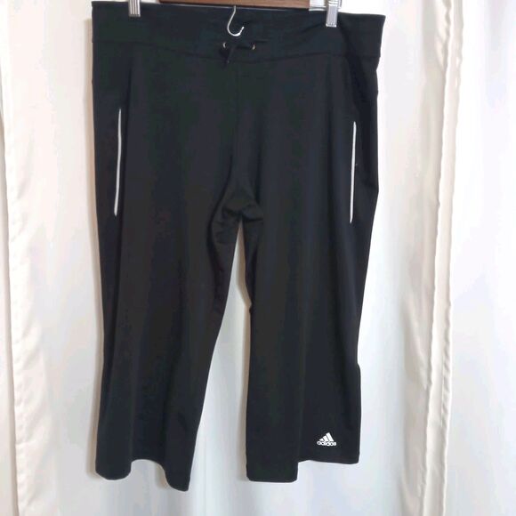 Adidas Women's 1X Yoga Pants Capris Climacool Technology Black Elastic Waist - Picture 2 of 10